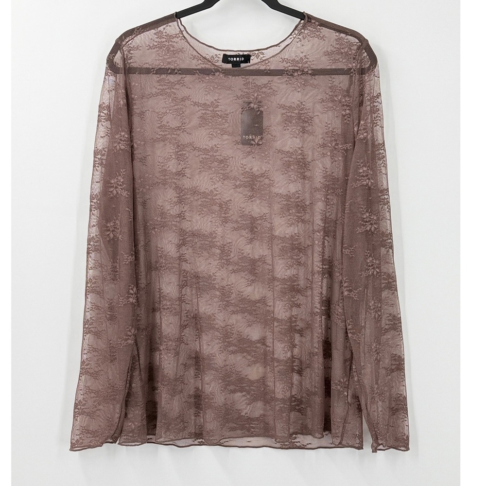 NWT Torrid Lace Top Womens sz 2X Sheer Long Sleeve Fairy Grunge Whimsigoth boho